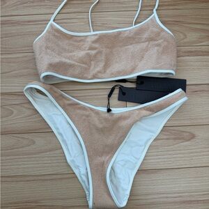 Triangl Swimwear Tan and White Bikini